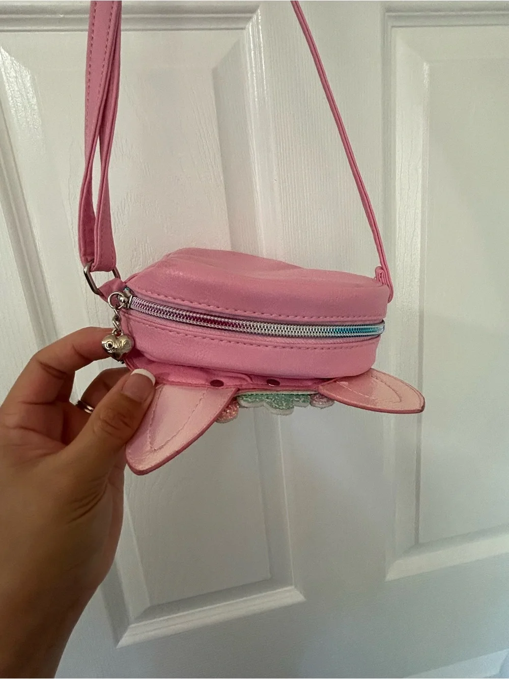 Pink Unicorn Crossbody Bag for Kids with Glitter & Floral Accents